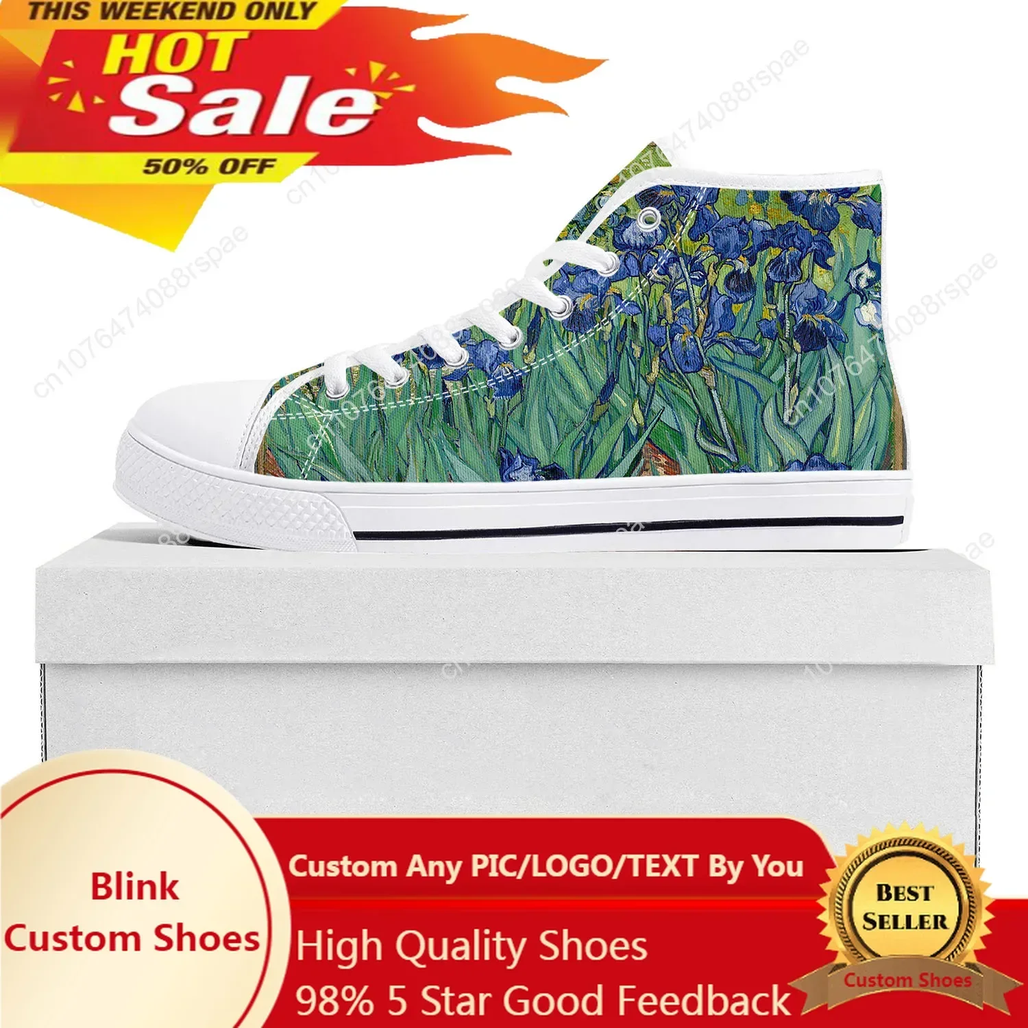 Van Gogh Oil Painting Iris Flower High Top High Quality Sneakers Mens Womens Teenager Canvas Sneaker Couple Shoes
Van Gogh Oil Painting Iris Flower High Top High Quality Sneakers Mens Womens Teenager Canvas Sneaker Couple Shoes