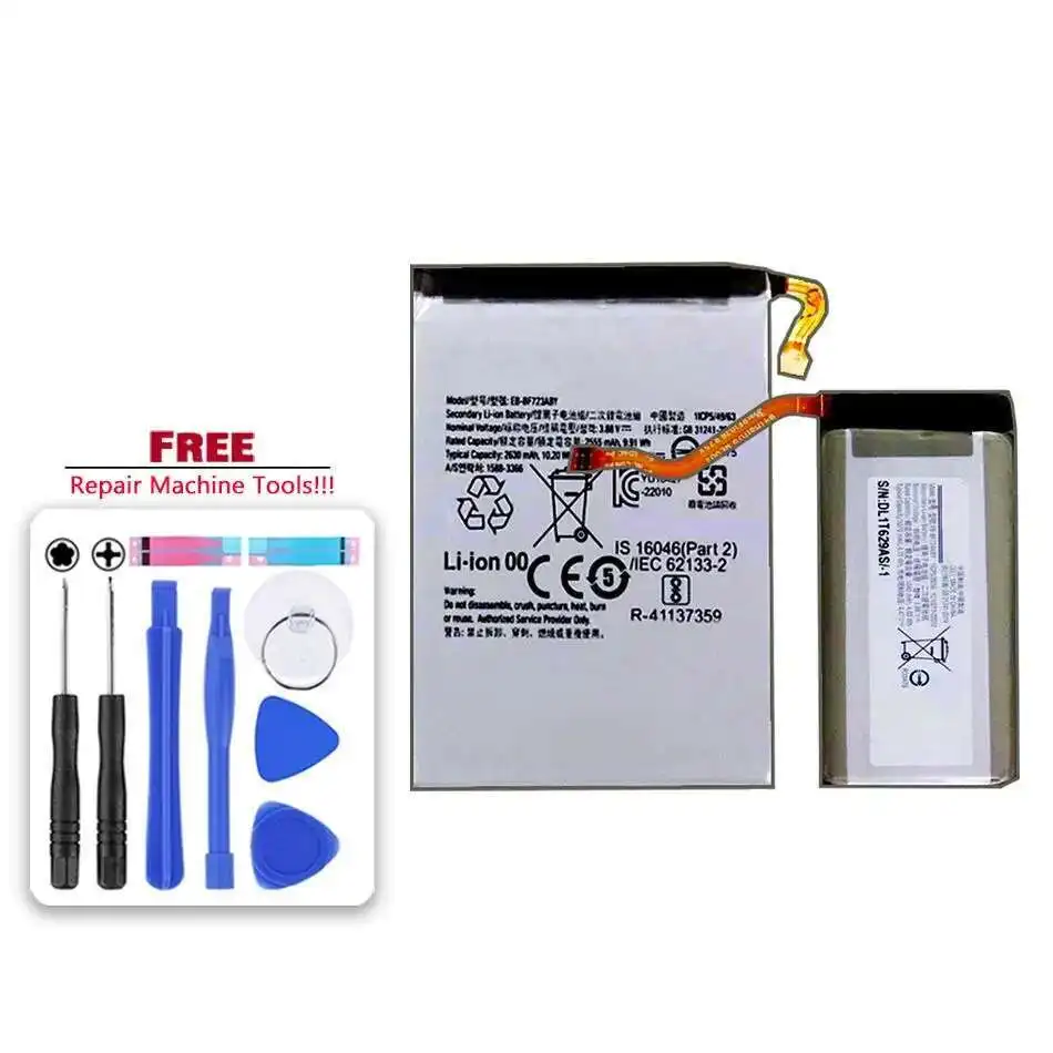 For Samsung Galaxy Z Flip 4 5G F723 F724 SM-F7210 High-Efficiency 1070Mah 2630Mah Mobile Phone Battery EB-BF723ABY+EB-BF724ABY
For Samsung Galaxy Z Flip 4 5G F723 F724 SM-F7210 High-Efficiency 1070Mah 2630Mah Mobile Phone Battery EB-BF723ABY+EB-BF724ABY