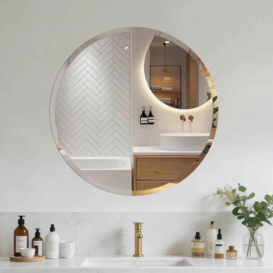 18" Frameless Bathroom Mirror Round Beveled Edges Wall Mirror Decorative Vanity Mirror for Bathroom
18" Frameless Bathroom Mirror Round Beveled Edges Wall Mirror Decorative Vanity Mirror for Bathroom