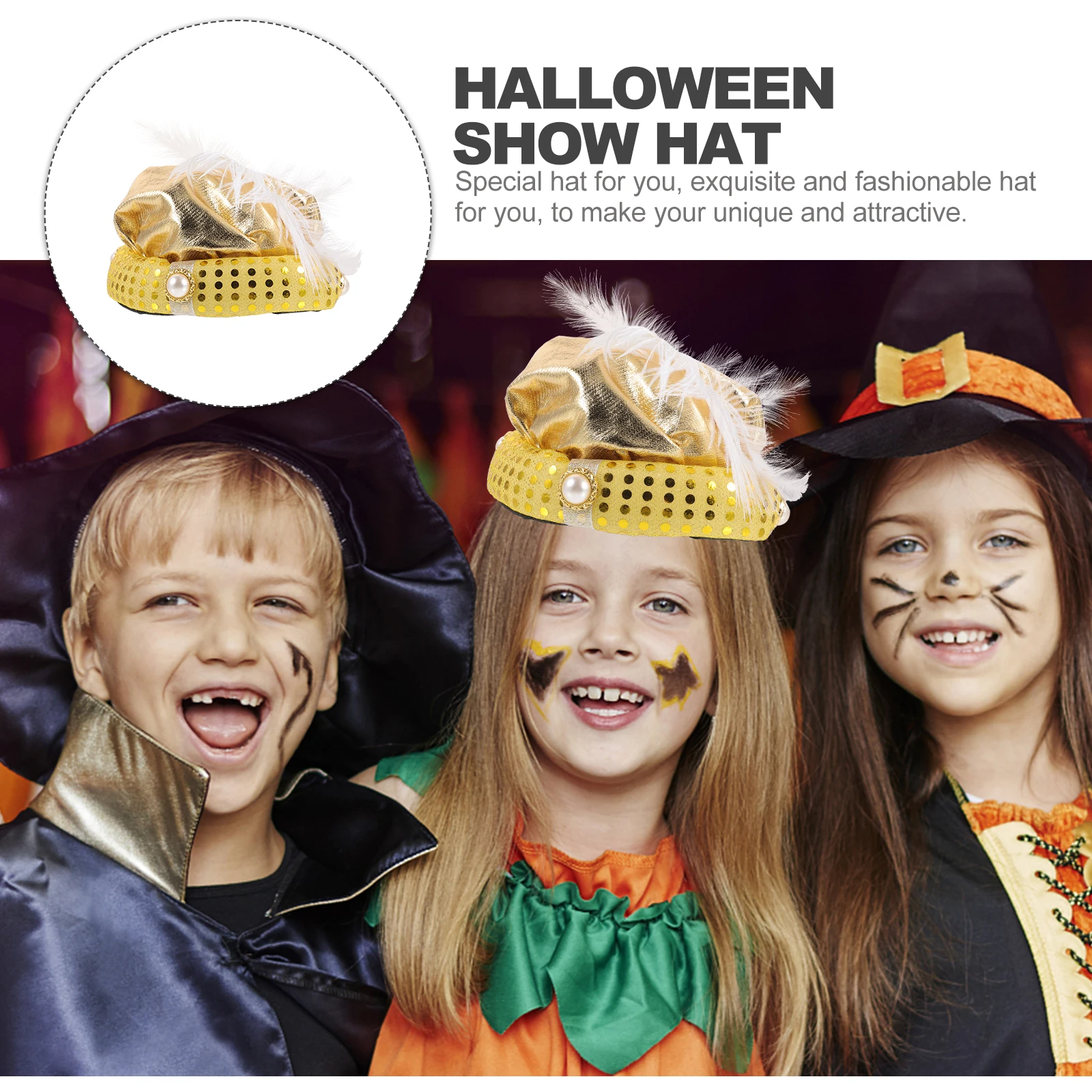 s Halloween Hat for Adults Kids Gold Cloth Masquerade Hat For Cosplay Costume Plume Cap Festival Decor Performance
s Halloween Hat for Adults Kids Gold Cloth Masquerade Hat For Cosplay Costume Plume Cap Festival Decor Performance