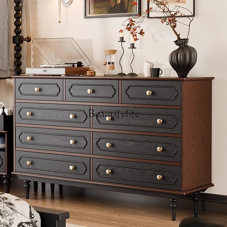 French Retro Solid Wood Chest of Drawers Small Apartment Storage Vintage Organizer Cabinet
French Retro Solid Wood Chest of Drawers Small Apartment Storage Vintage Organizer Cabinet