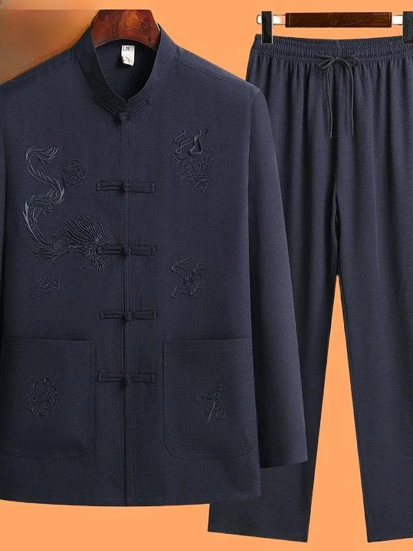 New Long Sve Dragon Embroidery Cotton Linen Set for ly Men Autumn Dad Traditional Chinese Sle Clothing ly Faion
New Long Sve Dragon Embroidery Cotton Linen Set for ly Men Autumn Dad Traditional Chinese Sle Clothing ly Faion