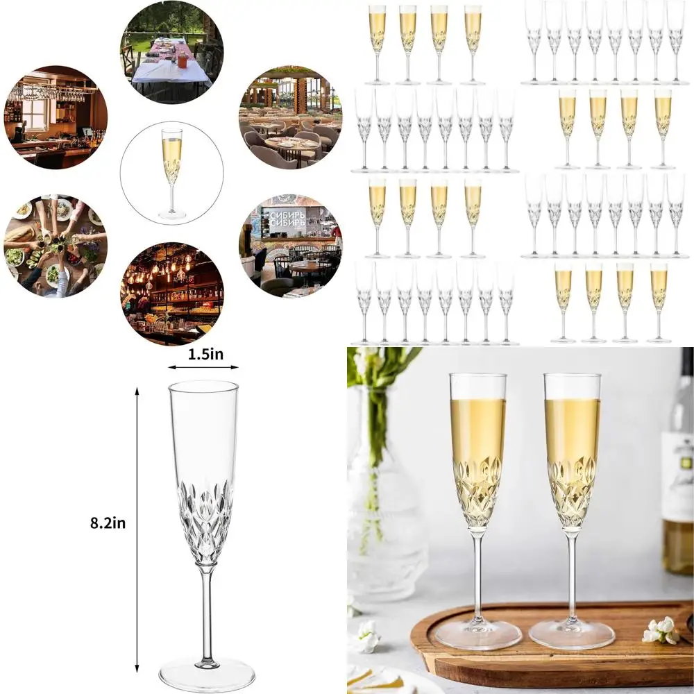 Set of 48 Reusable Crystal Clear Acrylic Champagne Glasses, 5 oz Unbreakable Elegant Drinkware for Parties, Weddings, and Celebr
Set of 48 Reusable Crystal Clear Acrylic Champagne Glasses, 5 oz Unbreakable Elegant Drinkware for Parties, Weddings, and Celebr
