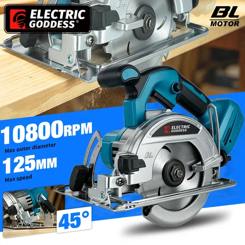 Electric Goddess 5in Brushless Electric Circular Saw Cordless Handheld Woodwork Cutting For Makita 18V Battery Pin