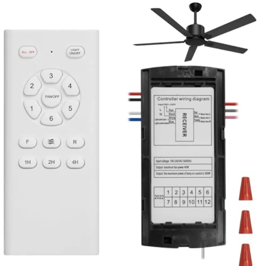 Ceiling Fan Light Remote Control Kit with Small Receiver - Remote Control with Wall Mount Receiver Included
Ceiling Fan Light Remote Control Kit with Small Receiver - Remote Control with Wall Mount Receiver Included