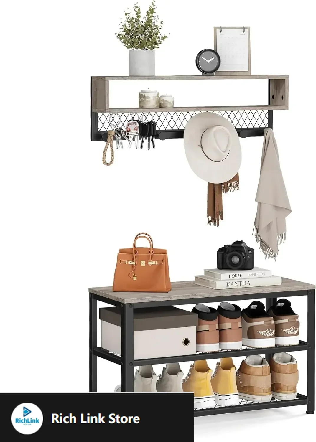 VASAGLE Coat Rack Shoe Bench Set, Hall Tree with Bench, Entryway Furniture, Multifunctional, Dot Coat Hooks, 2-Tier Shoe Rack
VASAGLE Coat Rack Shoe Bench Set, Hall Tree with Bench, Entryway Furniture, Multifunctional, Dot Coat Hooks, 2-Tier Shoe Rack