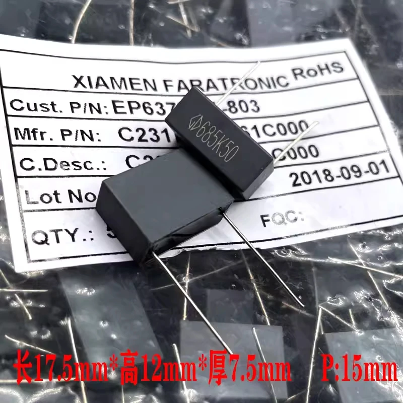 Конденсатор пленочный безопасный FARA Xiamen Farah MKP C23 685 6.8мкФ 6u8 50В 63В 100В
Конденсатор пленочный безопасный FARA Xiamen Farah MKP C23 685 6.8мкФ 6u8 50В 63В 100В