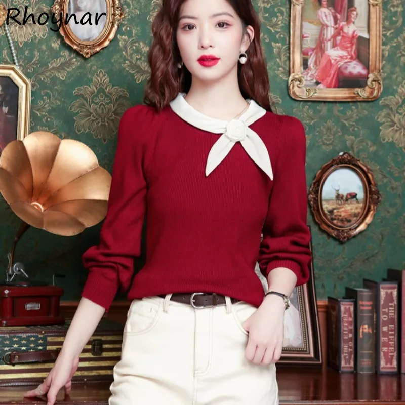 Pullovers Women Autumn Office Ladies Elegant Temperament V-neck 3D Floral Inner Basic Leisure Daily All-match Korean Style Sweet
Pullovers Women Autumn Office Ladies Elegant Temperament V-neck 3D Floral Inner Basic Leisure Daily All-match Korean Style Sweet