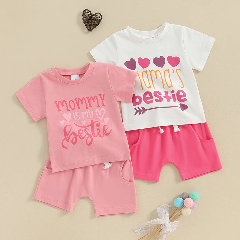Toddler Kids Baby Girl Summer Clothes Letter Heart Print Short Sleeve Round Neck T-Shirts with Shorts 2 pcs Outfits
Toddler Kids Baby Girl Summer Clothes Letter Heart Print Short Sleeve Round Neck T-Shirts with Shorts 2 pcs Outfits