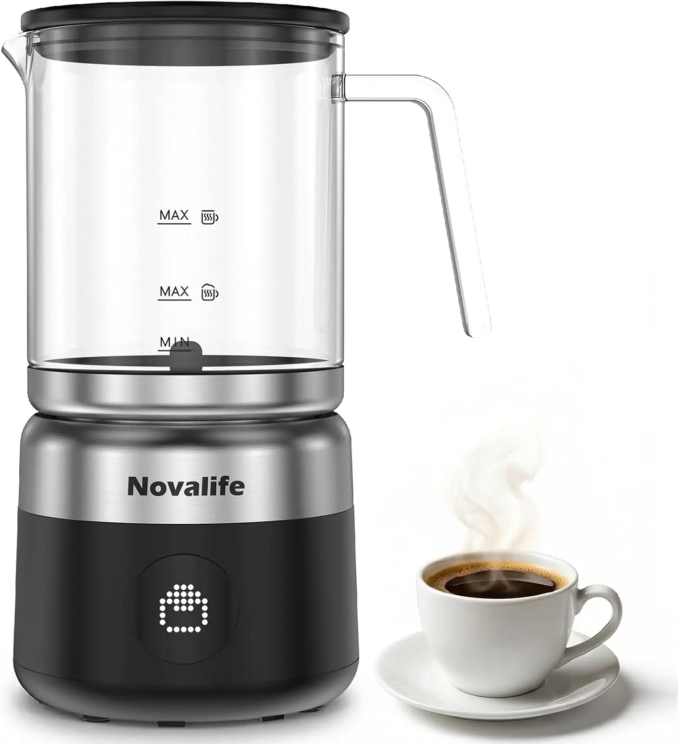 5-in-1 Electric Milk Frother: Hot & Cold Foam, Steamer, 600W, Dishwasher-Safe, BPA Free
5-in-1 Electric Milk Frother: Hot & Cold Foam, Steamer, 600W, Dishwasher-Safe, BPA Free