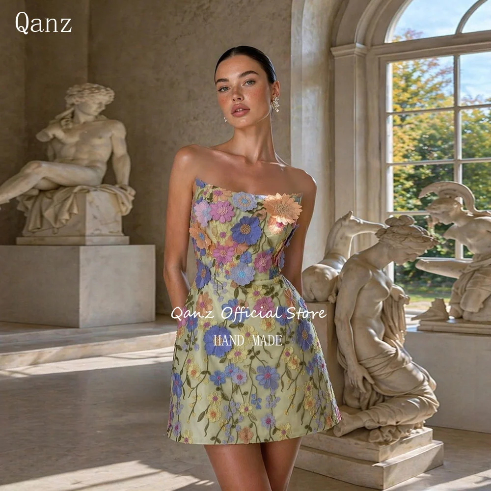 Qanz Fairy Mini Prom Dress Strapless 3D Flowers Short A Line Vestido De Fiesta Lujo Backless Birthday Dresses Women Customized
Qanz Fairy Mini Prom Dress Strapless 3D Flowers Short A Line Vestido De Fiesta Lujo Backless Birthday Dresses Women Customized
