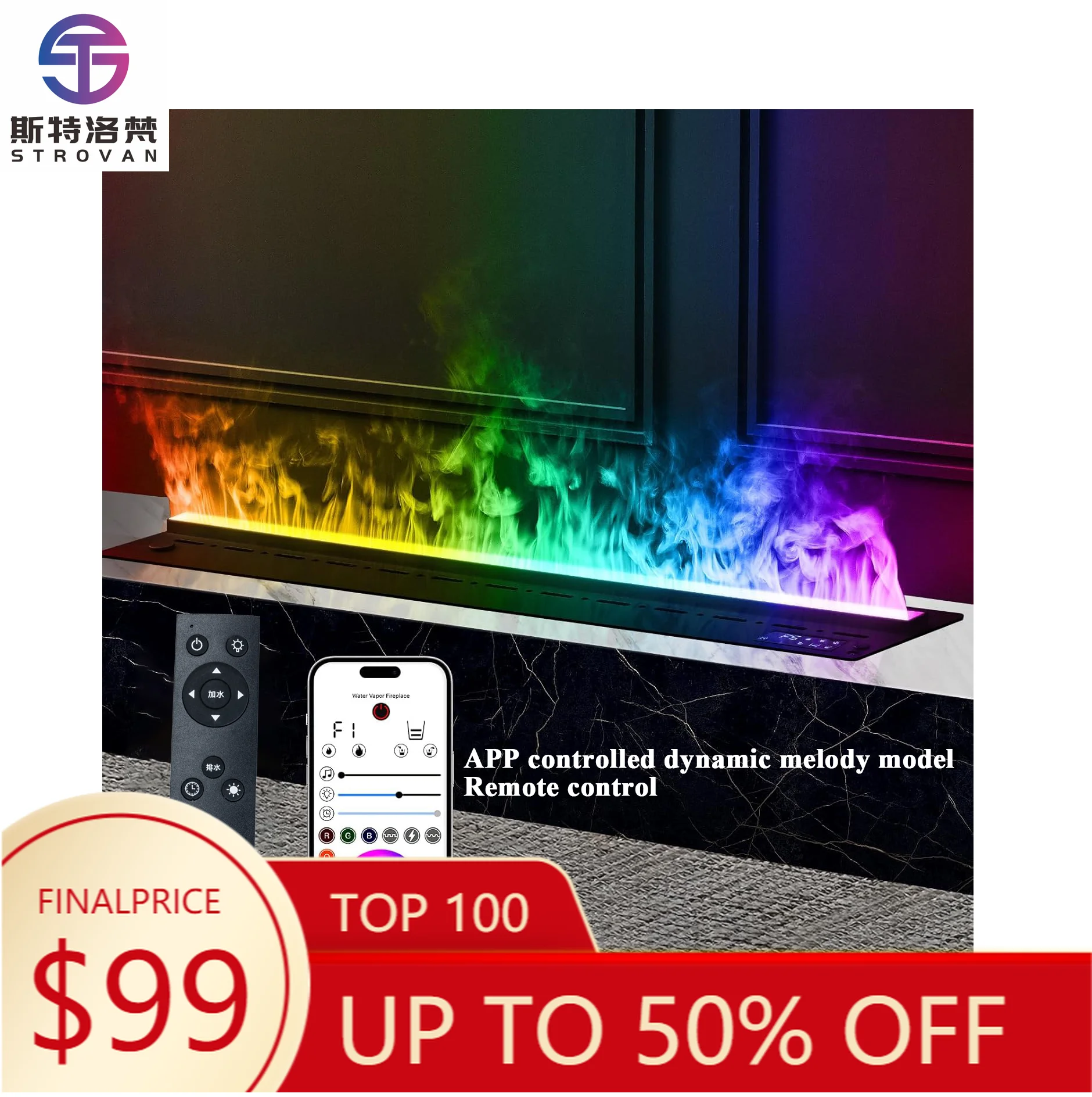 ZXHK Luxury 1200mm 7 Flame Colors 3D Water vapor Steam Electric Mist Fireplace App Controlled & Multimedia Bluetooth Music Firep
ZXHK Luxury 1200mm 7 Flame Colors 3D Water vapor Steam Electric Mist Fireplace App Controlled & Multimedia Bluetooth Music Firep