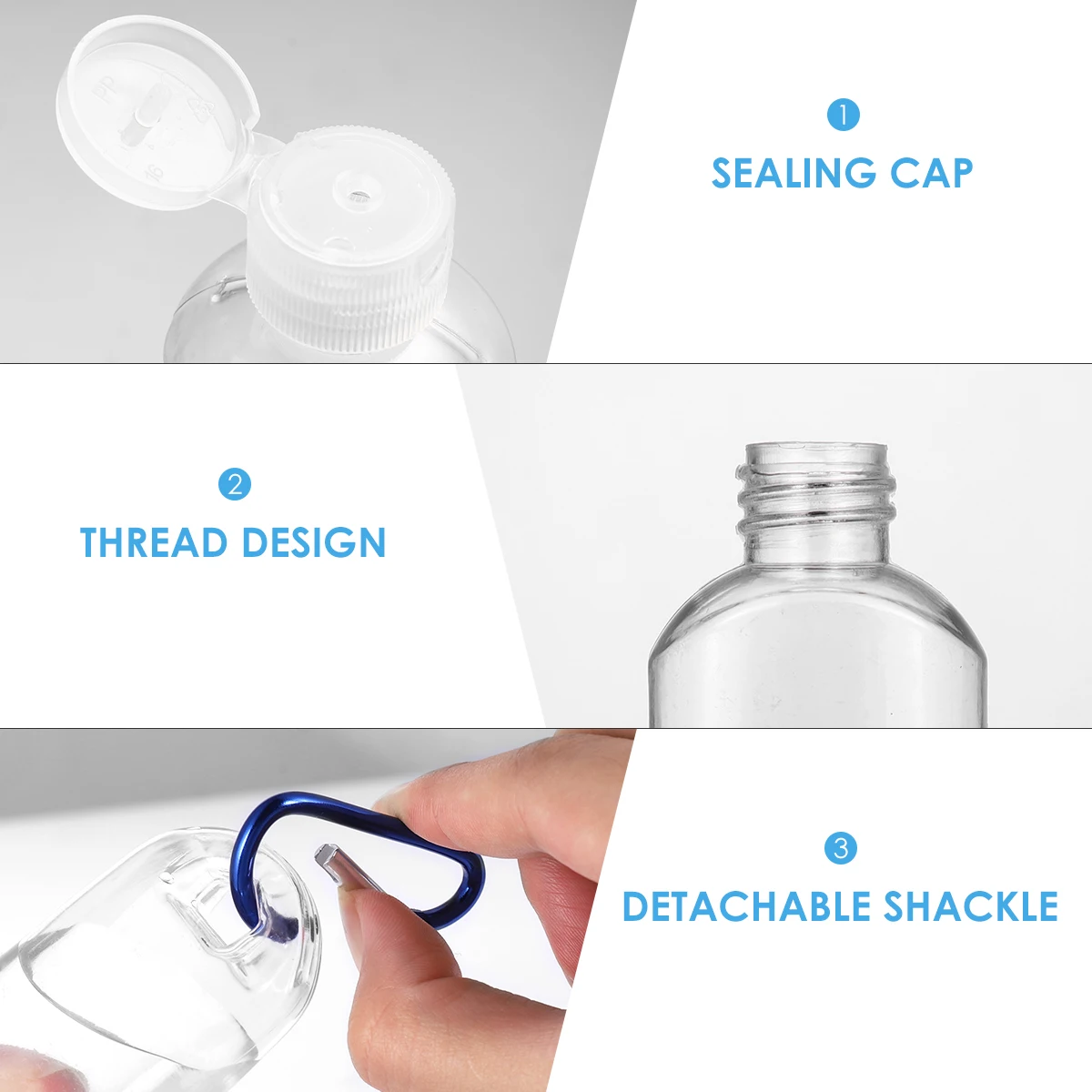 10Pcs 50ml Refillable Bottles With Hook Travel Containers For Shampoo Body Wash Face Wash Lotion Outdoor Activities
10Pcs 50ml Refillable Bottles With Hook Travel Containers For Shampoo Body Wash Face Wash Lotion Outdoor Activities