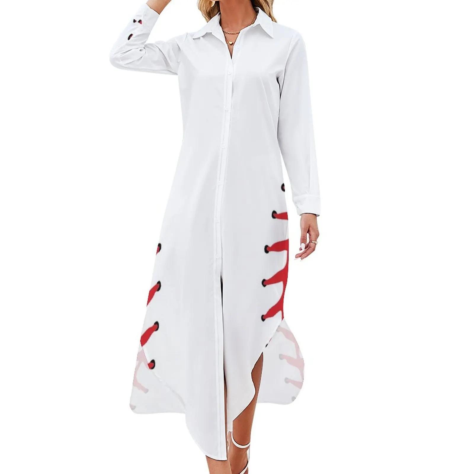 Ball Baseball Long Sleeved Shirt Dress Dress vintage Woman dresses Female clothing
Ball Baseball Long Sleeved Shirt Dress Dress vintage Woman dresses Female clothing