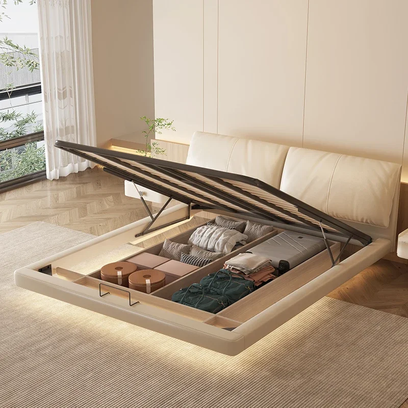 bed Light luxury suspended storage modern simple master room leather minimalist elephant ear high box cream wind
bed Light luxury suspended storage modern simple master room leather minimalist elephant ear high box cream wind