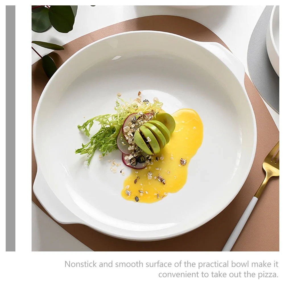 White Bone China Ceramic Pie Pan Double Handle Oven Baking Dish for Roasting Cheese Serving Plate Appetizer Ceramic Bowl
White Bone China Ceramic Pie Pan Double Handle Oven Baking Dish for Roasting Cheese Serving Plate Appetizer Ceramic Bowl