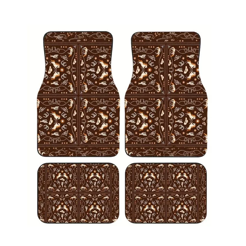 Brown Western Cowboy Print Car Floor Mats 4pcs Tribal Horse Pattern Non-slip Foot Pads for Auto Decor
Brown Western Cowboy Print Car Floor Mats 4pcs Tribal Horse Pattern Non-slip Foot Pads for Auto Decor