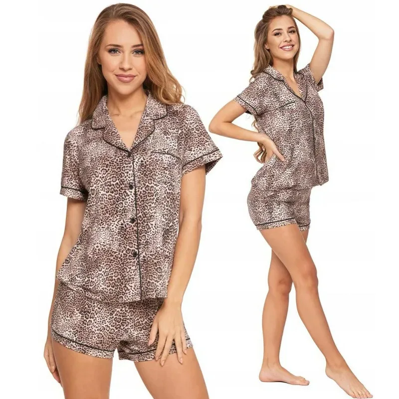 2 PCS New Style Leopard print pajama set for ladies, long-sleeved cardigan with a turned-down collar, short-sleeved short pants
2 PCS New Style Leopard print pajama set for ladies, long-sleeved cardigan with a turned-down collar, short-sleeved short pants