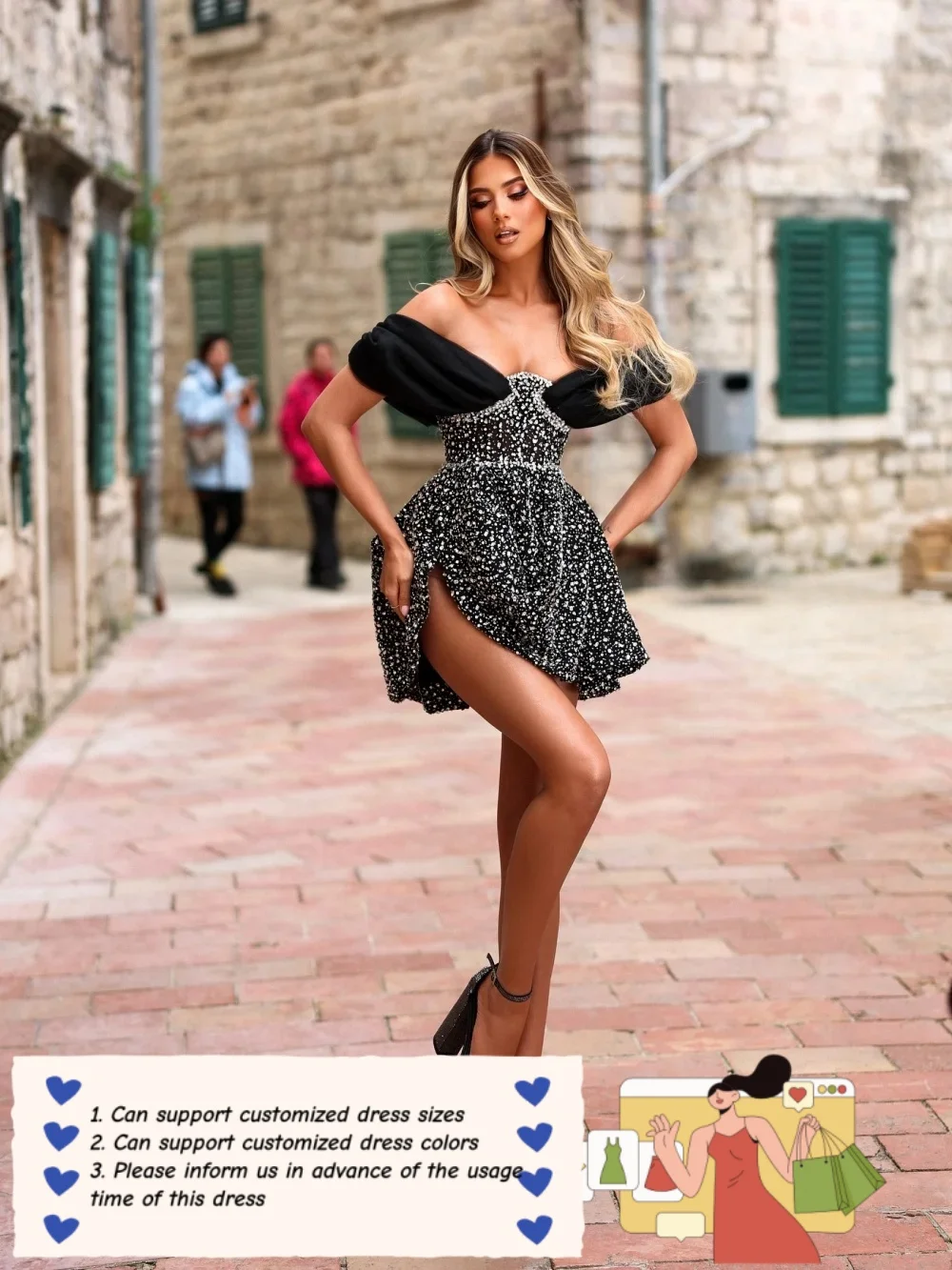 Elegant Off-shoulder Evening Dress Charming Short-sleeved Party Gown Luxury A-line Beaded Knee-length Party Dress فساتين سه
Elegant Off-shoulder Evening Dress Charming Short-sleeved Party Gown Luxury A-line Beaded Knee-length Party Dress فساتين سه
