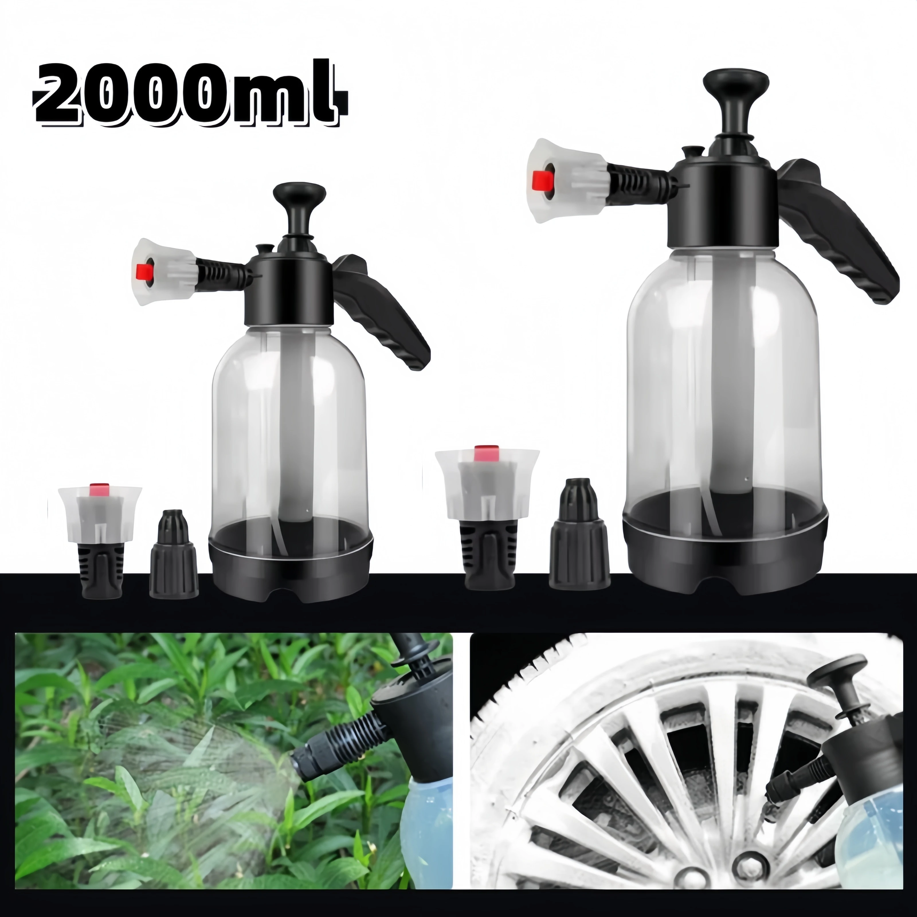 Labor-saving Car Wash Foam Gun 2L Handheld Spray Bottle High Pressure Foam Nozzle Multi Purpose Cleaning Tool Universal Fit