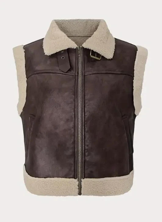 Women's Coat Autumn & Winter New Style Fashion Atmosphere Sleeveless with Plush Trim Gold Zipper Leather Vest for Women
Women's Coat Autumn & Winter New Style Fashion Atmosphere Sleeveless with Plush Trim Gold Zipper Leather Vest for Women