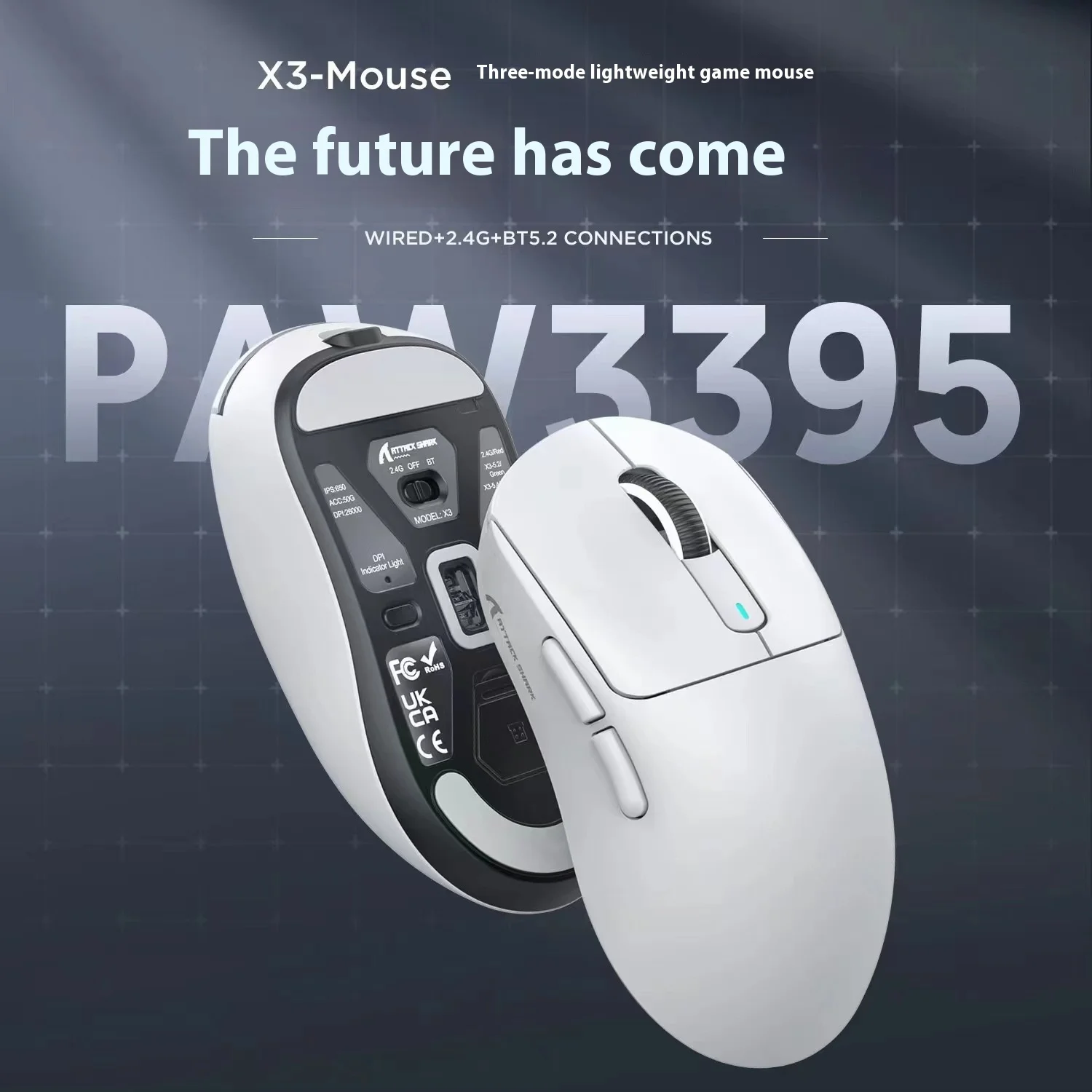 Attack Shark X3 3model Mouse Bluetooth 2.4g Wireless Type-C Mouse Gaming Office Business Computer Laptop Lightweight Paw3395
Attack Shark X3 3model Mouse Bluetooth 2.4g Wireless Type-C Mouse Gaming Office Business Computer Laptop Lightweight Paw3395