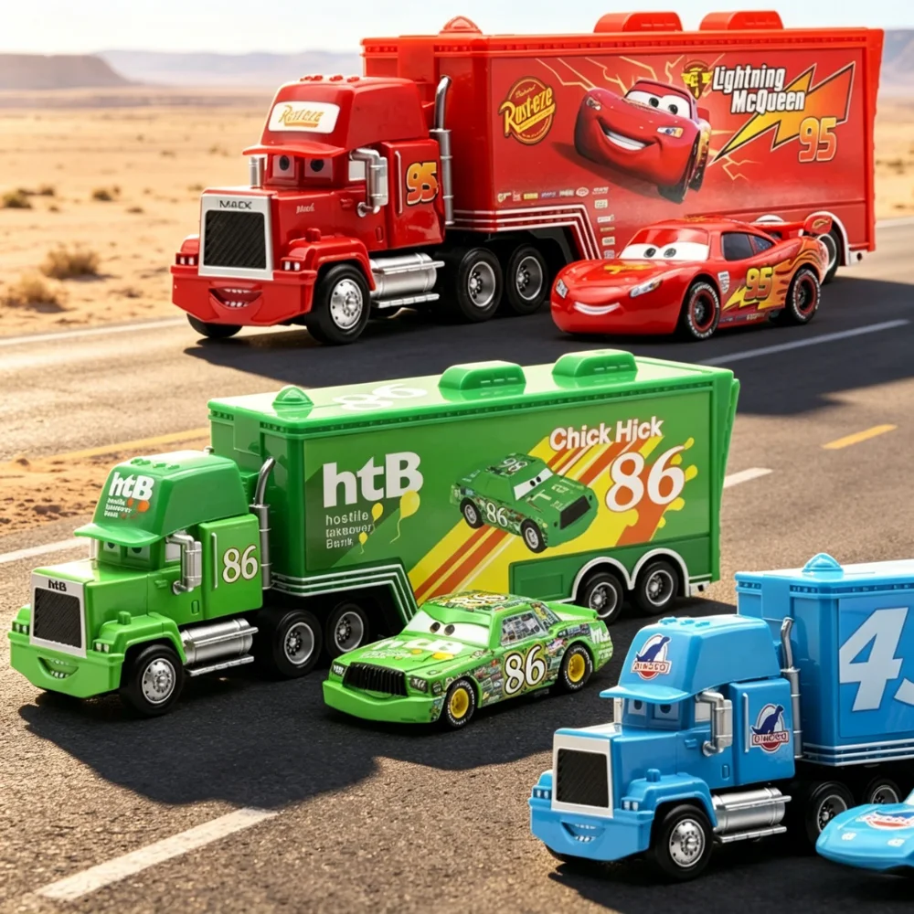 Disney Pixar Cars 2 Racing Car Diecast Model, Lightning McQueen, Chick Hicks & The King Hauler, Metal Collection Toy, Kids Birth
Disney Pixar Cars 2 Racing Car Diecast Model, Lightning McQueen, Chick Hicks & The King Hauler, Metal Collection Toy, Kids Birth
