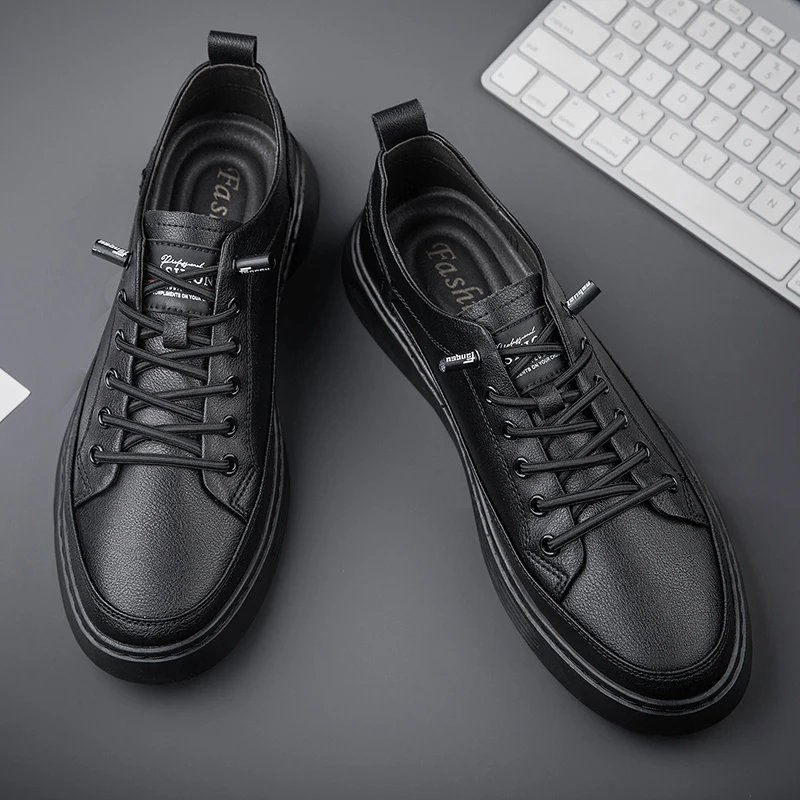 Men's Black Leather Casual Sneakers, Comfortable Platform Skate Shoes, Business Casual Low-Top Board Shoes for Men, Breathable
Men's Black Leather Casual Sneakers, Comfortable Platform Skate Shoes, Business Casual Low-Top Board Shoes for Men, Breathable