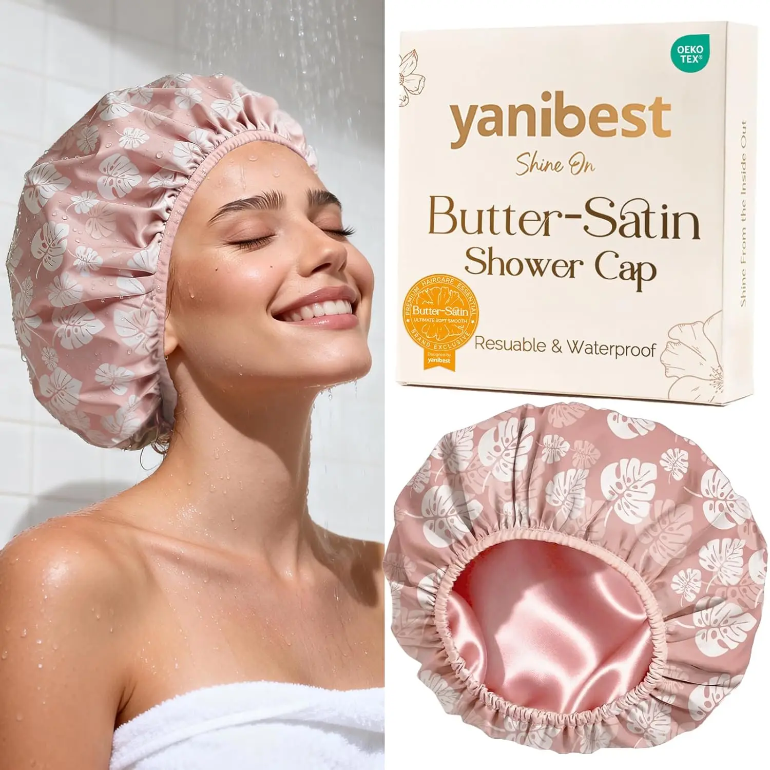 Shower Cap for Women with Satin Lining - Large Double Layer Reusable for Long Hair Braids
Shower Cap for Women with Satin Lining - Large Double Layer Reusable for Long Hair Braids