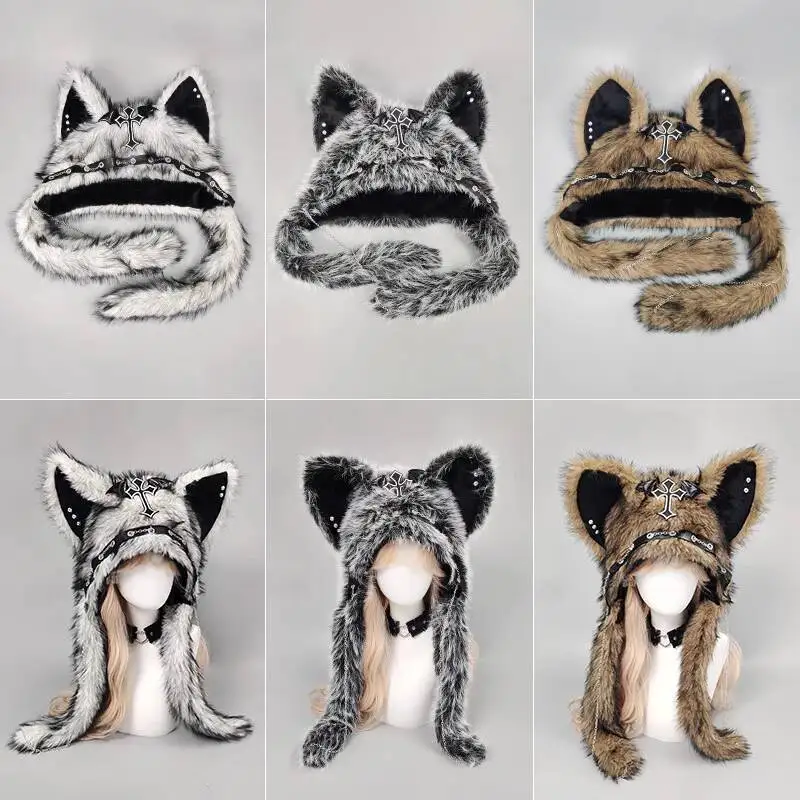 Y2k японская дизайнерская шапка на Хэллоуин, женская осенне-зимняя теплая защита ушей, вязаная шапка ручной работы, шапка в полоску с кошачьими ушками 
Y2k японская дизайнерская шапка на Хэллоуин, женская осенне-зимняя теплая защита ушей, вязаная шапка ручной работы, шапка в полоску с кошачьими ушками