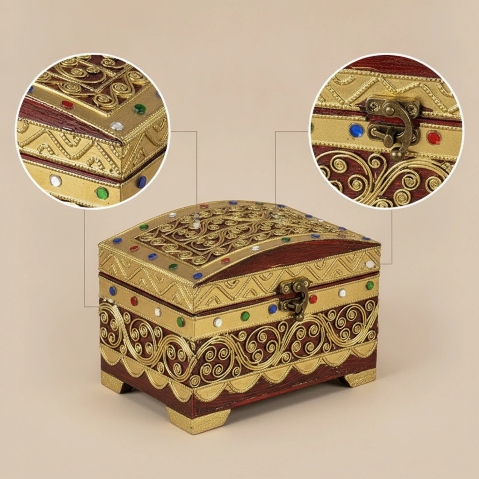 Jewelry Box with Hinged Lid Antique-Inspired Wooden Jewelry Box Compact Stylish for Tabletop, Photography Prop
Jewelry Box with Hinged Lid Antique-Inspired Wooden Jewelry Box Compact Stylish for Tabletop, Photography Prop