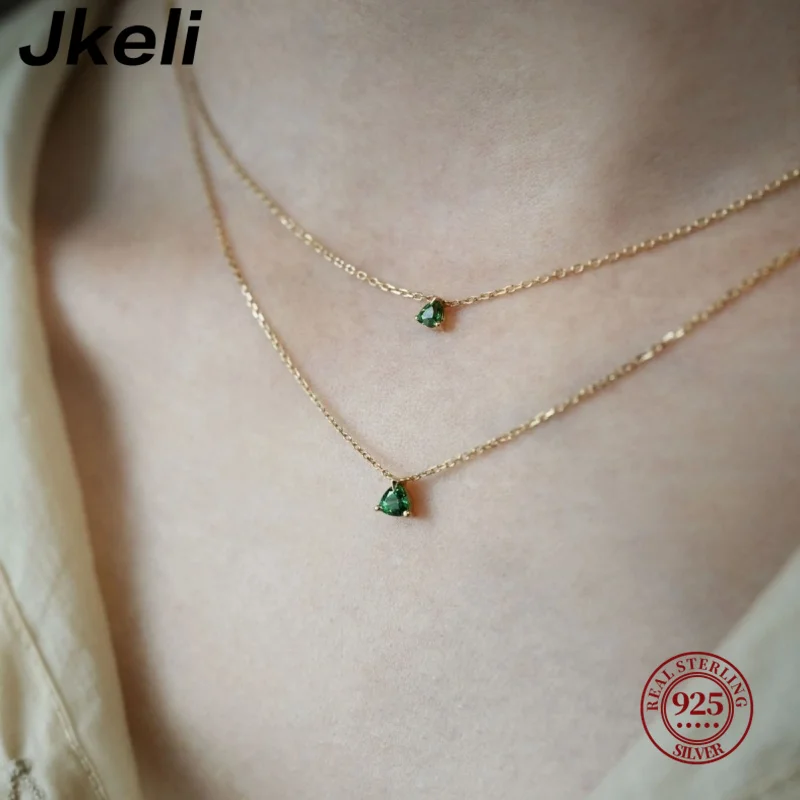 Jkeli S925 Sterling Silver 14K Gold Plated Mini Pendant Necklace with Green Zirconia Women's Clavicle Chain Gift for Girlfriend
Jkeli S925 Sterling Silver 14K Gold Plated Mini Pendant Necklace with Green Zirconia Women's Clavicle Chain Gift for Girlfriend