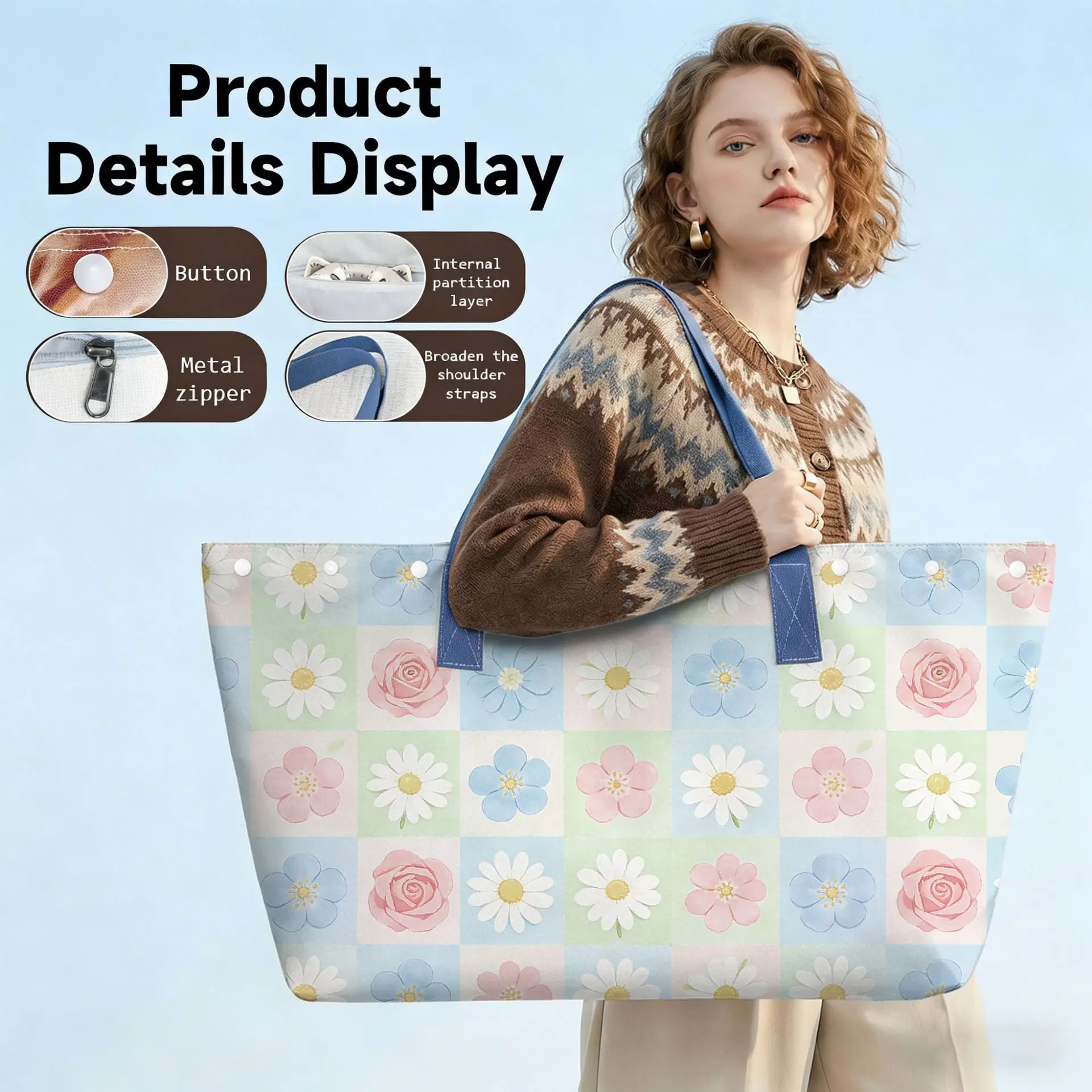Floral Print Canvas Tote Bag Large Capacity Casual Shoulder Bag Women Cottagecore Shopping Bag Student Daily Travel Handbags
Floral Print Canvas Tote Bag Large Capacity Casual Shoulder Bag Women Cottagecore Shopping Bag Student Daily Travel Handbags