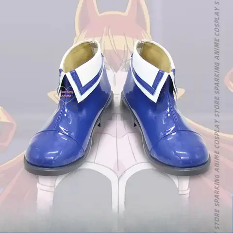 Botas Cortas de Cosplay de Azazel Ameri, Bienvenido a la Escuela de Demonios Iruma-kun, Botines Azul y Blanco, Calzado de Cosplay de Anime para Mujer