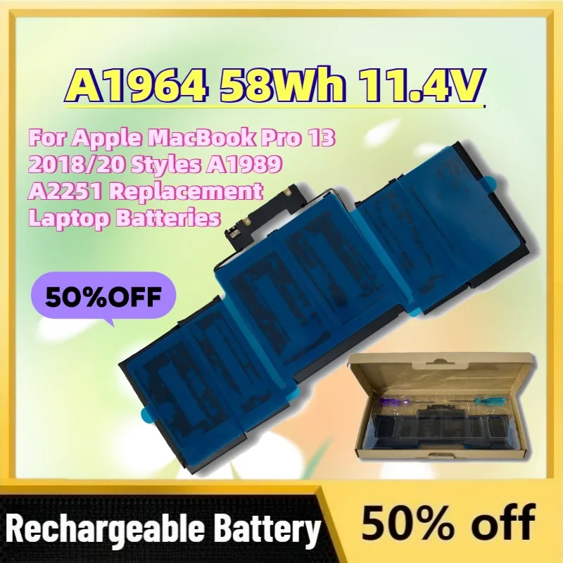 High-Quality New A1964 58Wh 11.4V Battery for Apple MacBook Pro 13 2018/20 Styles A1989 A2251 Replacement Laptop Batteries
High-Quality New A1964 58Wh 11.4V Battery for Apple MacBook Pro 13 2018/20 Styles A1989 A2251 Replacement Laptop Batteries