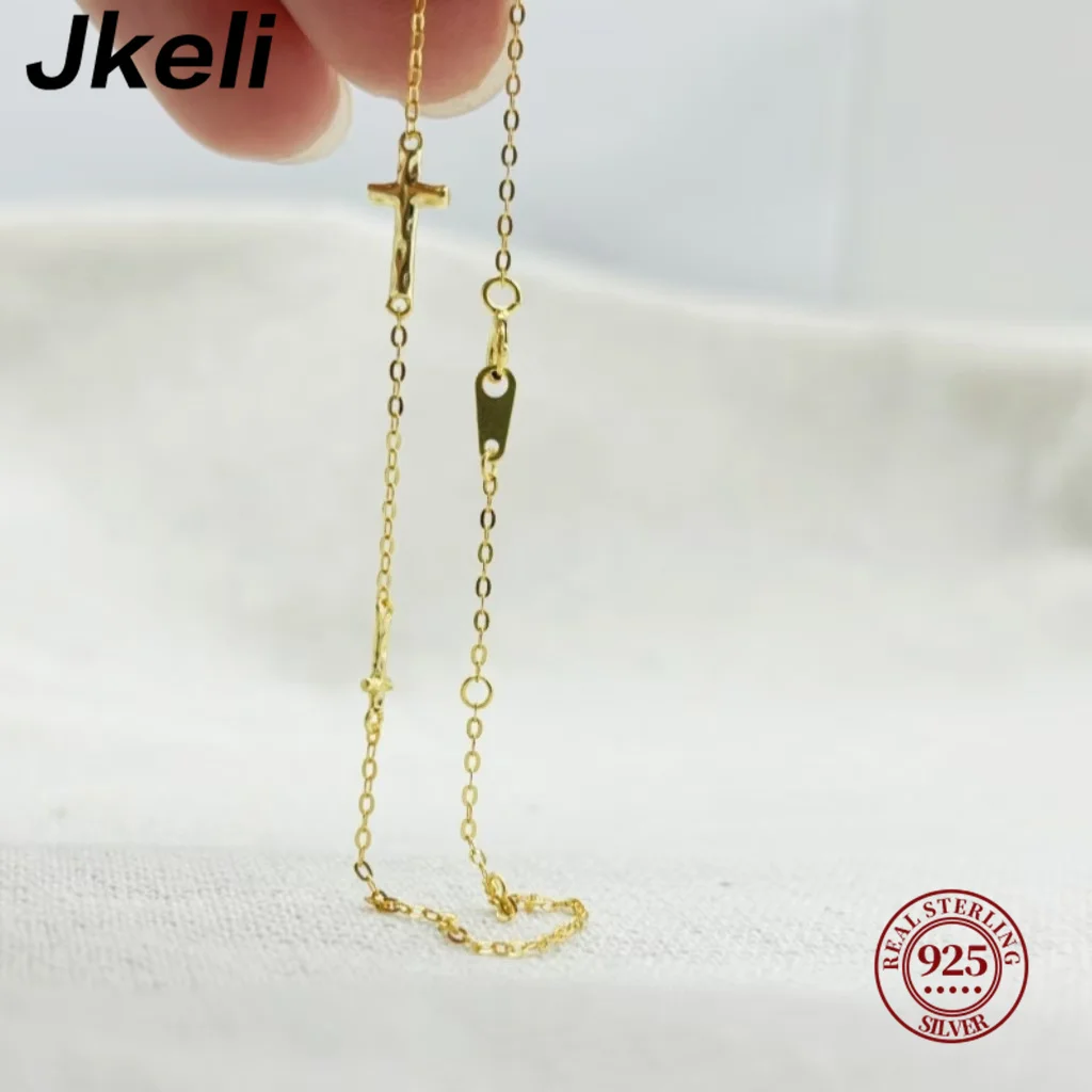 Jkeli S925 Sterling Silver Sparkling Cross Bracelet Simple Fashion Stackable Link Chain Bracelet For Women Fine Jewelry Gift
Jkeli S925 Sterling Silver Sparkling Cross Bracelet Simple Fashion Stackable Link Chain Bracelet For Women Fine Jewelry Gift