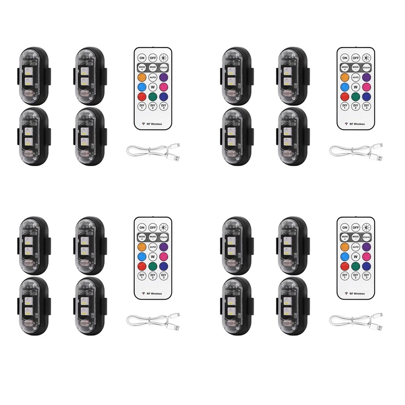 16PCS Wireless LED Strobe Lights With Remote Control, 8 Colors USB Charing Waterproof Emergency Warning Lights-AD39
16PCS Wireless LED Strobe Lights With Remote Control, 8 Colors USB Charing Waterproof Emergency Warning Lights-AD39