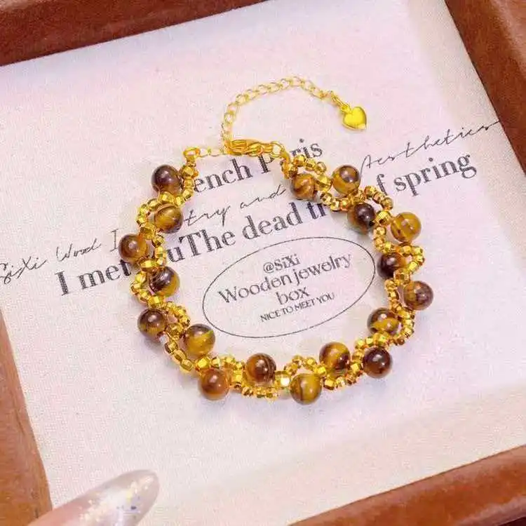 Sparkle Disco Beads Tiger Eye Bracelet Women 24K Gold AU999 - Comfortable Wear, Eye-catching for Dates & Parties
Sparkle Disco Beads Tiger Eye Bracelet Women 24K Gold AU999 - Comfortable Wear, Eye-catching for Dates & Parties