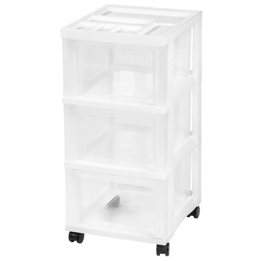 IRIS 3-Drawer Storage Cart with Organizer Top with Wheels Plastic White
IRIS 3-Drawer Storage Cart with Organizer Top with Wheels Plastic White