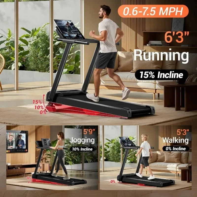 15% Incline Folding Treadmill for Home - 3.0HP Quiet Brushless Motor, Flip Screen & Heart Rate
15% Incline Folding Treadmill for Home - 3.0HP Quiet Brushless Motor, Flip Screen & Heart Rate