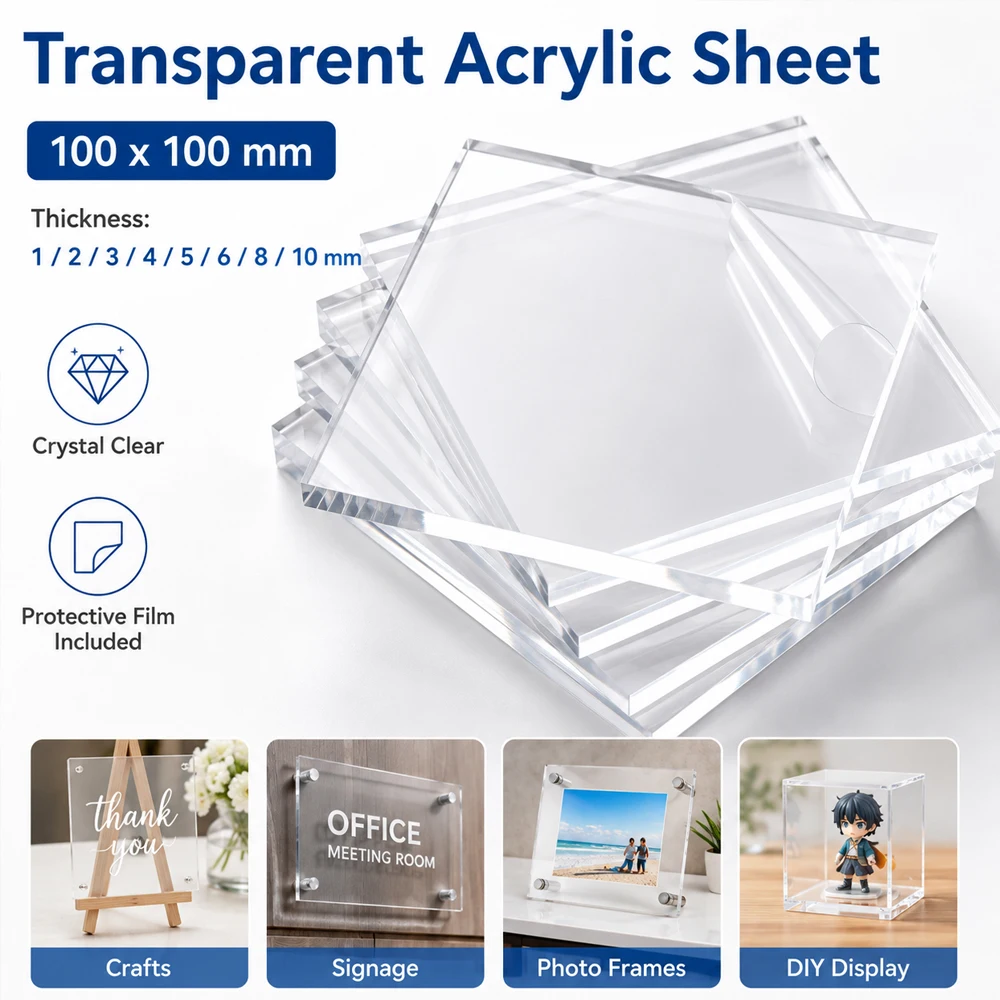 1-10Pcs Clear Cast Acrylic Sheet, Transparents Plastic Square Glass for Signage, Crafts, Photo Frames & DIY Display Projects
1-10Pcs Clear Cast Acrylic Sheet, Transparents Plastic Square Glass for Signage, Crafts, Photo Frames & DIY Display Projects