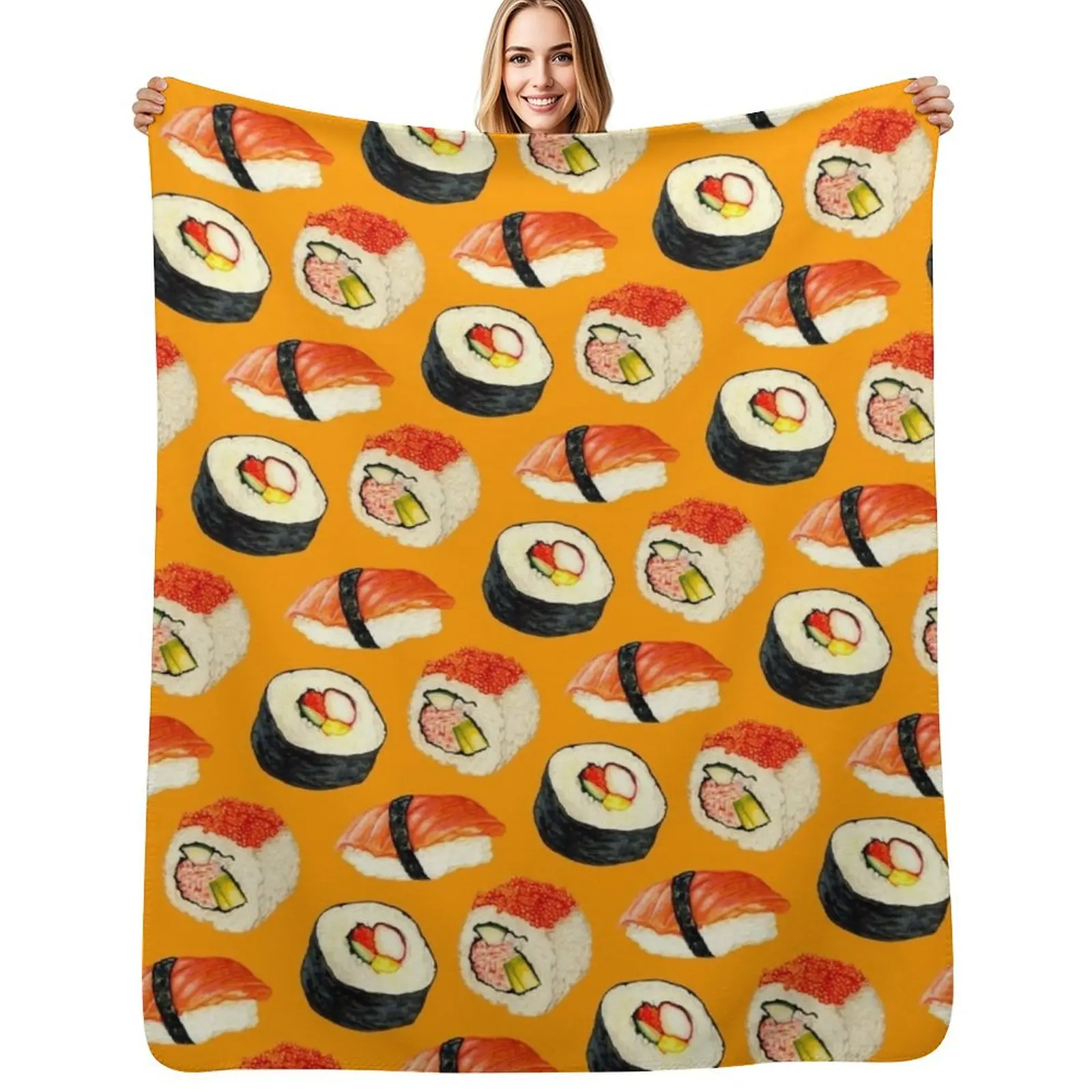 Sushi Pattern - Orange Throw Blanket Durable Warm Blanket for Daily Home Use
Sushi Pattern - Orange Throw Blanket Durable Warm Blanket for Daily Home Use