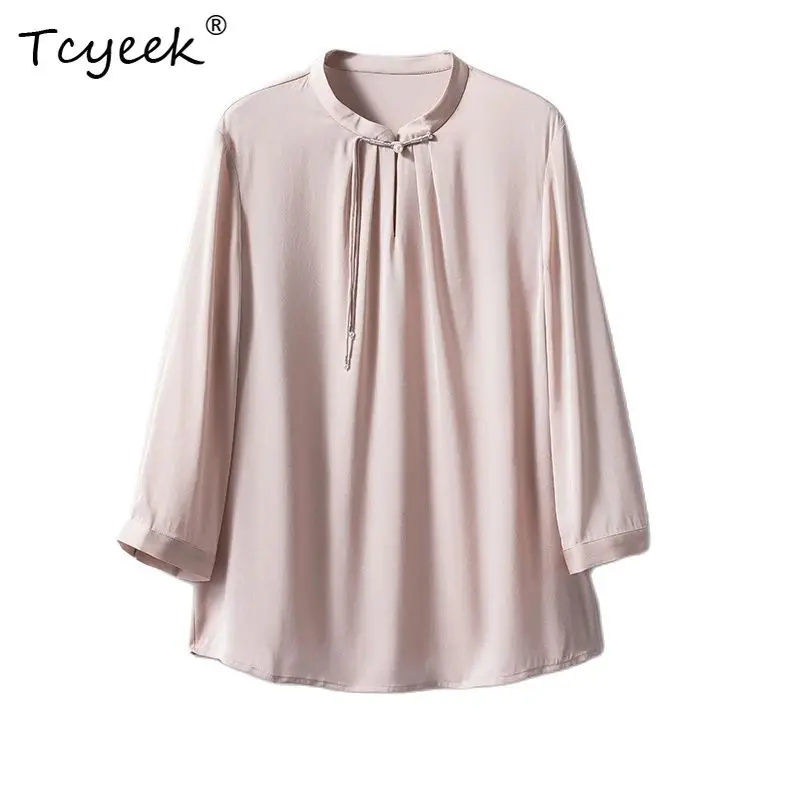 Tcyeek, 91%Natural Silk Elegant Shirt, Women Stand Collar Beaded, Fashion Casual Blouses, 2024 Autumn Winter Tops T48058QM
Tcyeek, 91%Natural Silk Elegant Shirt, Women Stand Collar Beaded, Fashion Casual Blouses, 2024 Autumn Winter Tops T48058QM