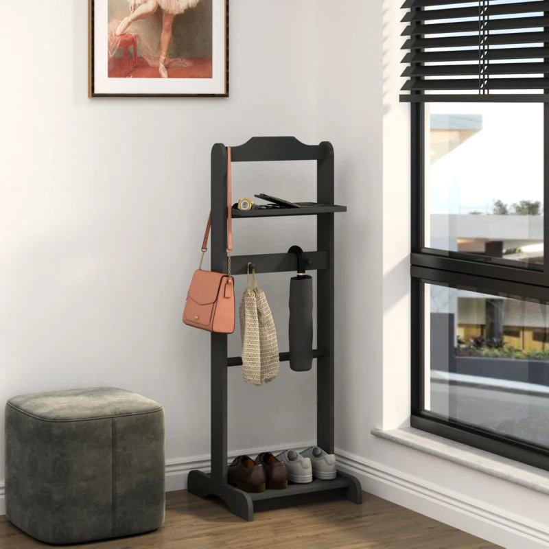 Accent Portable Garment Rack,Clothes Valet Stand with Storage Organizer,Black Finish
Accent Portable Garment Rack,Clothes Valet Stand with Storage Organizer,Black Finish