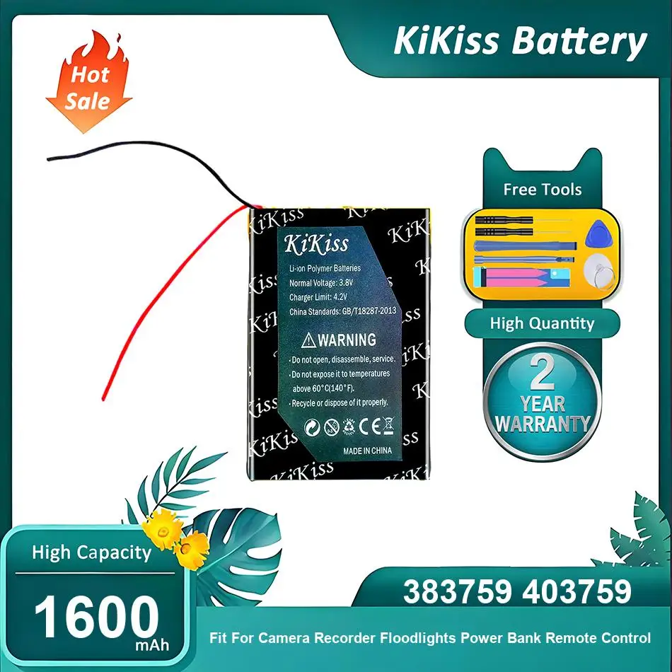 KiKiss Battery Fit For Camera Recorder Floodlights Power Bank Remote Control,383759 403759,1600mAh
KiKiss Battery Fit For Camera Recorder Floodlights Power Bank Remote Control,383759 403759,1600mAh
