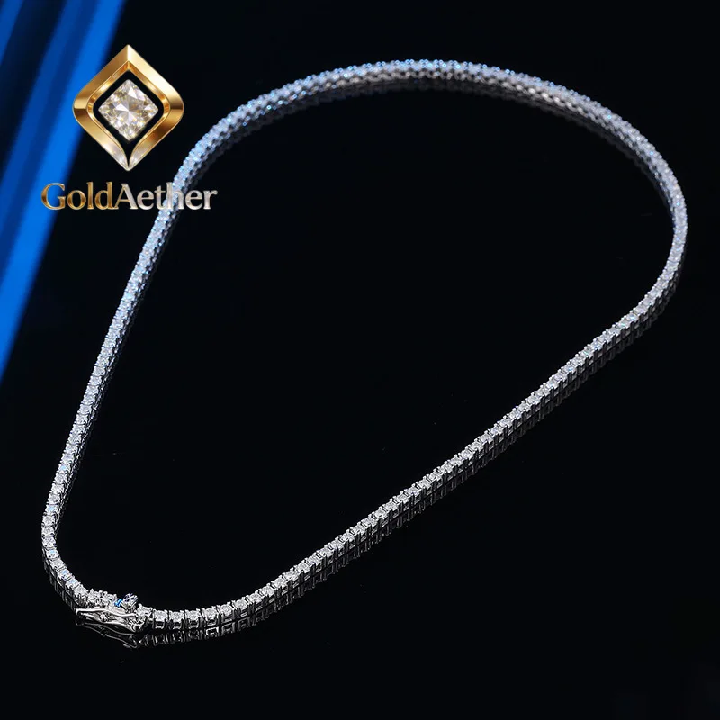 GoldAether Luxury Solid Platinum PT950 Women's 2mm Mosane Diamond Necklace Single Row Diamond Clavicle Chain
GoldAether Luxury Solid Platinum PT950 Women's 2mm Mosane Diamond Necklace Single Row Diamond Clavicle Chain