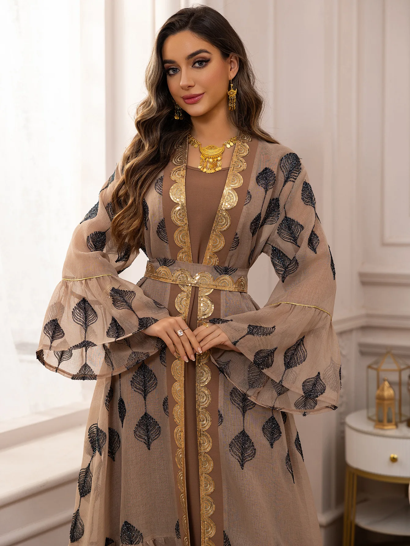 New Embroidery Dubai Evening Dress Sequin Cardigan 2 Piece Set Kaftan Party Robe Eid Ramadan Islam Jalabiya Women Muslim Abayas
New Embroidery Dubai Evening Dress Sequin Cardigan 2 Piece Set Kaftan Party Robe Eid Ramadan Islam Jalabiya Women Muslim Abayas