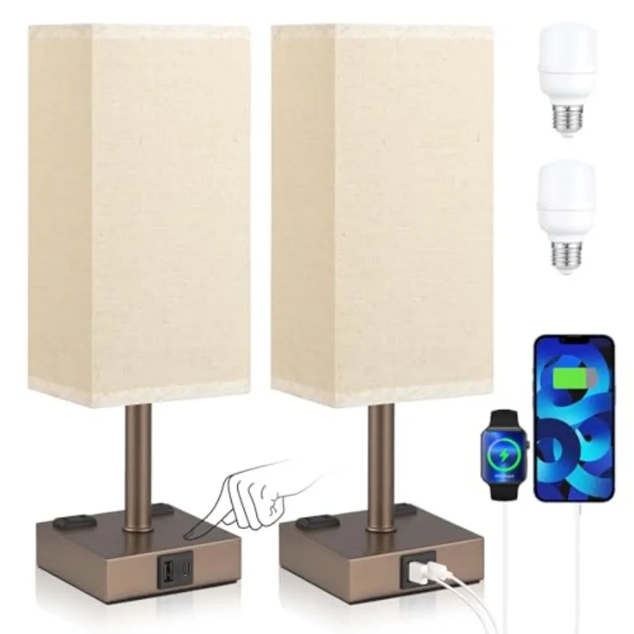 Base Touch Lamps Set of 2 - Nightstand Lamp with USB-C + A Charge Ports and AC Outlets, 3-Way Dimmable Bedside Lamp, Small Tabl
Base Touch Lamps Set of 2 - Nightstand Lamp with USB-C + A Charge Ports and AC Outlets, 3-Way Dimmable Bedside Lamp, Small Tabl