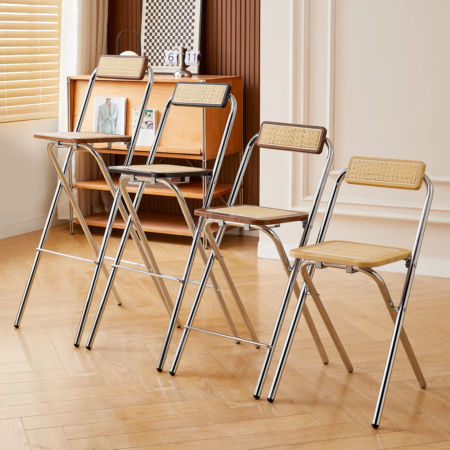 Rattan Woven Vintage Style Folding Chair with Backrest, Space-Saving Home Balcony Leisure Chair
Rattan Woven Vintage Style Folding Chair with Backrest, Space-Saving Home Balcony Leisure Chair