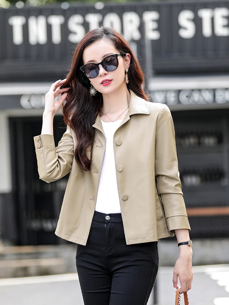 Spring Autumn Short Women's Leather Jacket 2025 Commute Style Sheepskin Slim Fit Versatile Slimming BaoTong Brand Coat
Spring Autumn Short Women's Leather Jacket 2025 Commute Style Sheepskin Slim Fit Versatile Slimming BaoTong Brand Coat